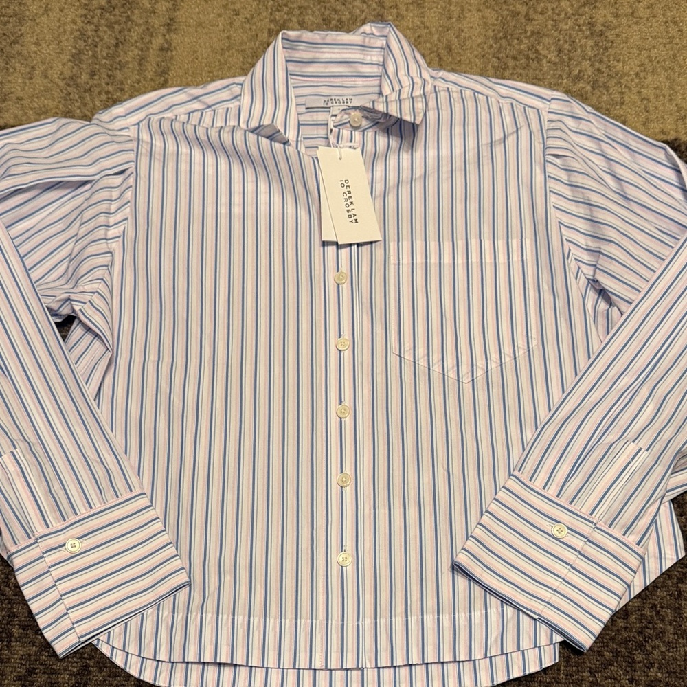 Derek Lam 10 Crosby Blue, Pink and White Striped Button Down Shirt various Sizes